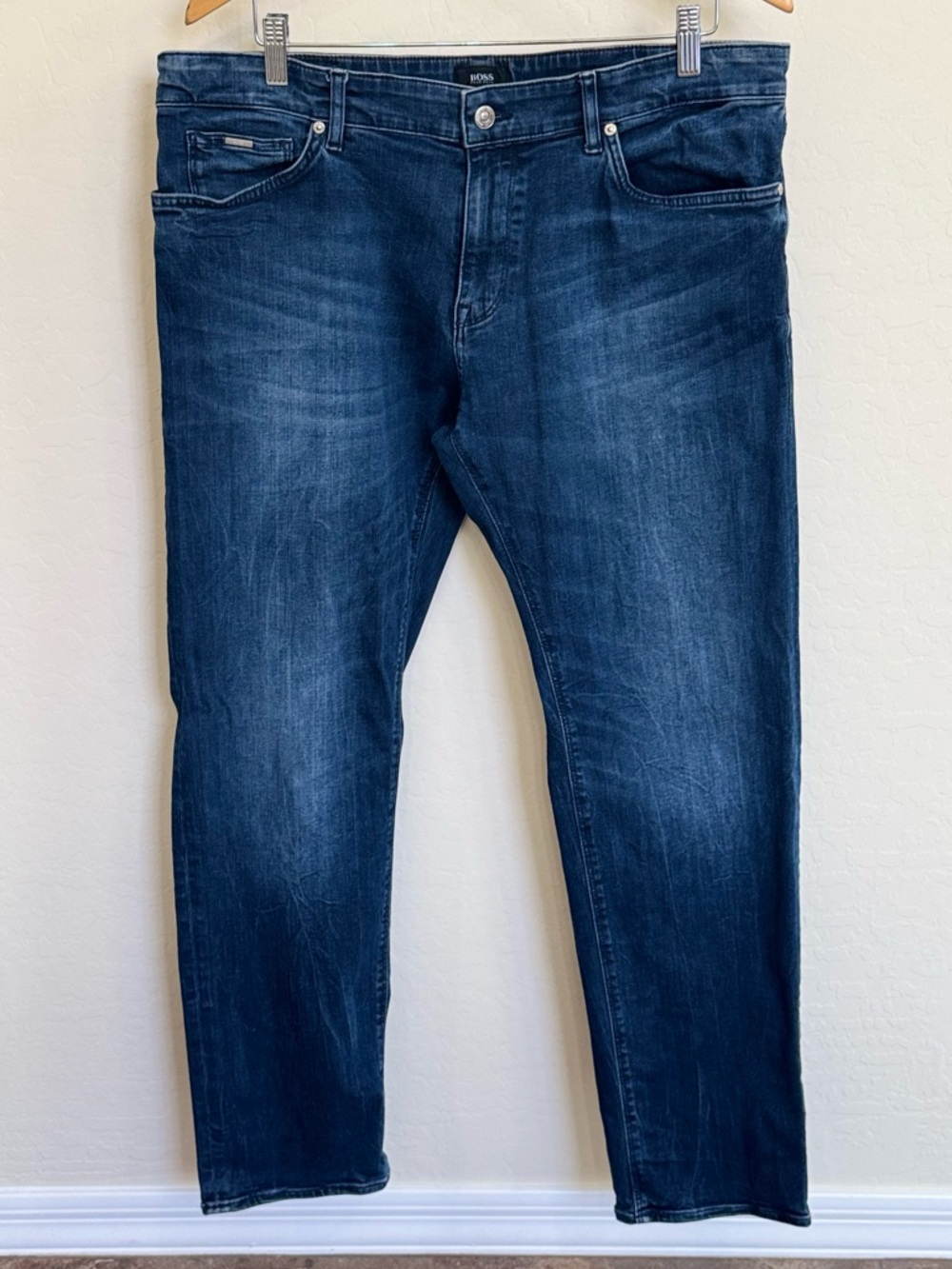 BOSS Hugo Boss Delaware Slim Fit Stretch Men's Jeans Blue Dark Wash 36x32